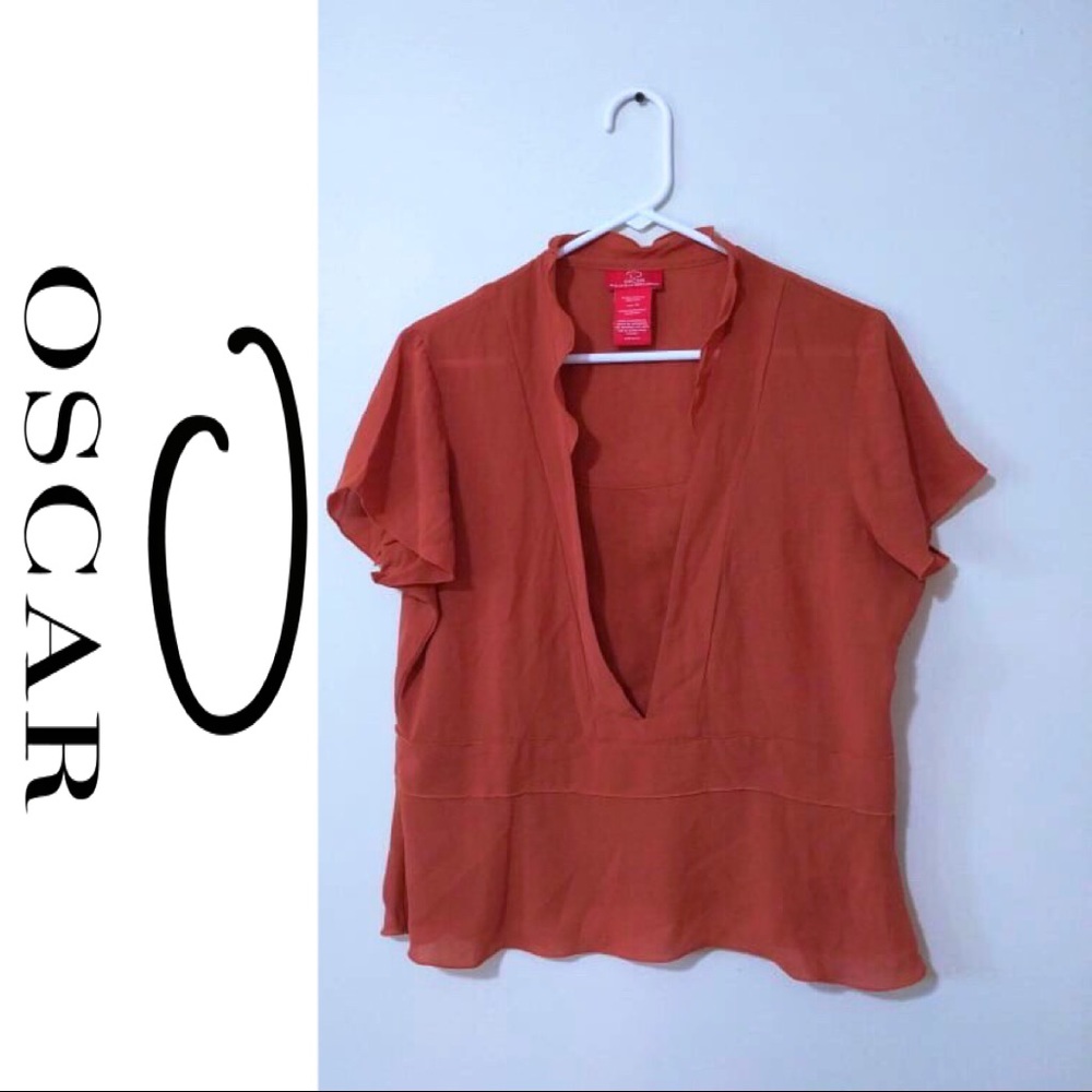 Oscar de la Renta Rust Peplum Size 14